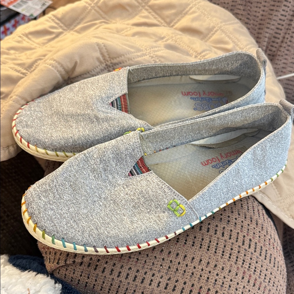 Skechers Bobs Gray Slip-On with Multicolor Trim